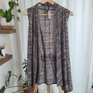 Heather brown grey light vest open cardigan